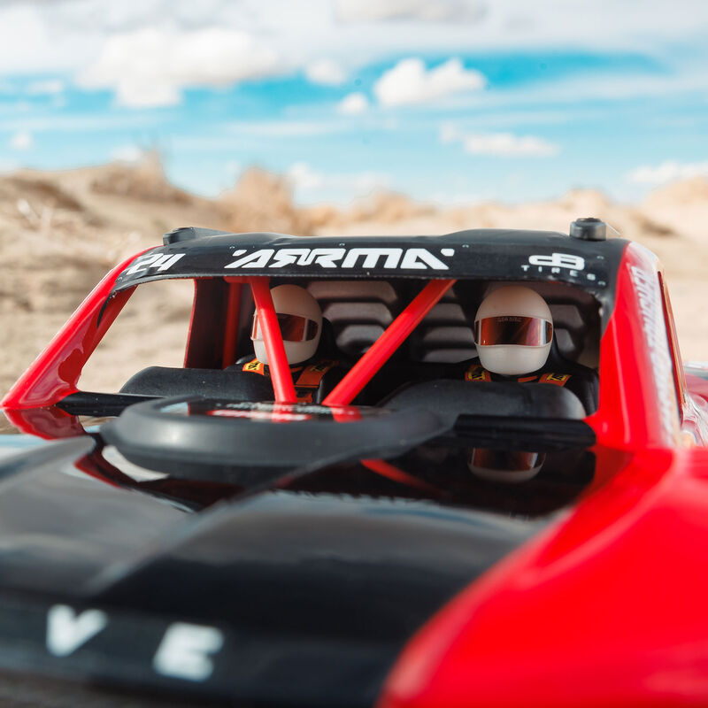 ARRMA MOJAVE GROM MEGA 380 Brushed 4X4 Small Scale Desert Truck RTR with Battery & Charger - Red/Black