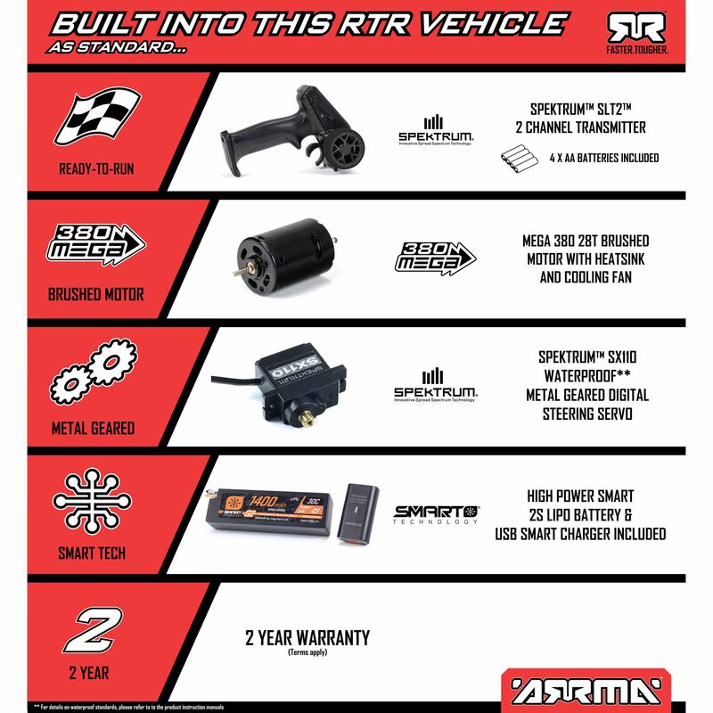 ARRMA MOJAVE GROM MEGA 380 Brushed 4X4 Small Scale Desert Truck RTR with Battery & Charger - Blue/White
