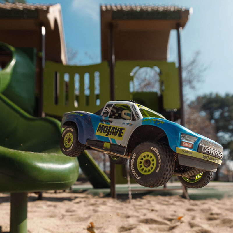ARRMA MOJAVE GROM MEGA 380 Brushed 4X4 Small Scale Desert Truck RTR with Battery & Charger - Blue/White