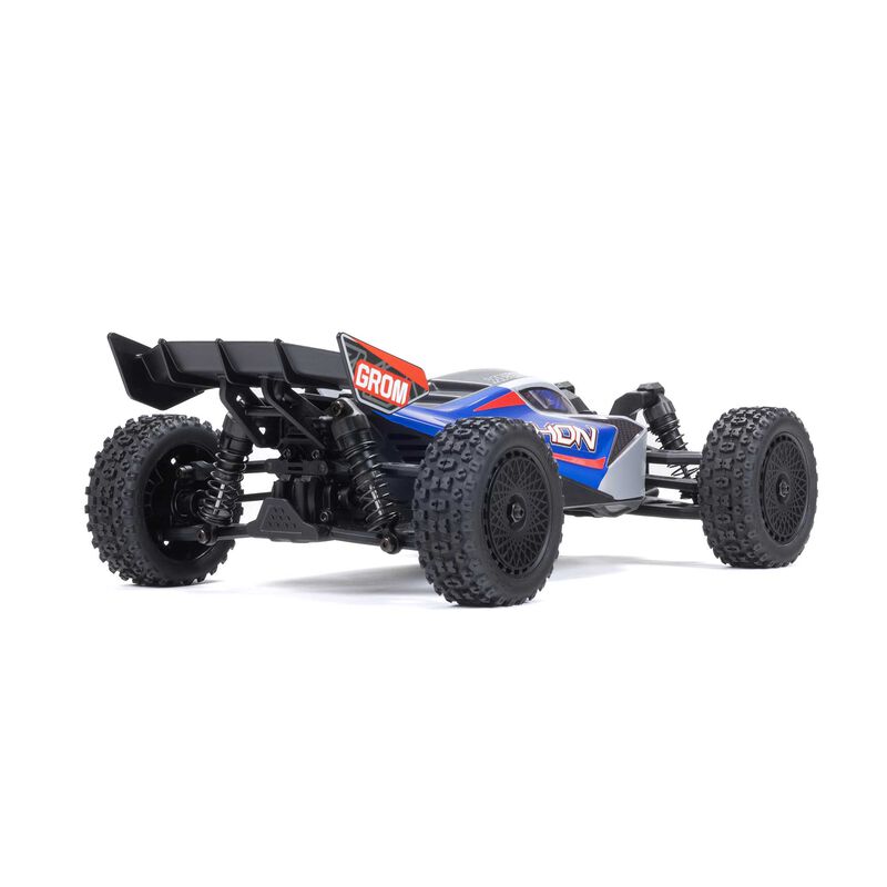 TYPHON GROM ARRMA MEGA 380 Brushed 4X4 Small Scale Buggy RTR with Battery & Charger - Blue/Silver - HeliDirect