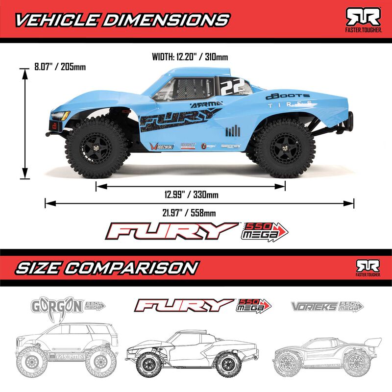 ARRMA 1/10 FURY 2WD RTR Brushed Short Course Truck (Battery & Charger Included) - Red