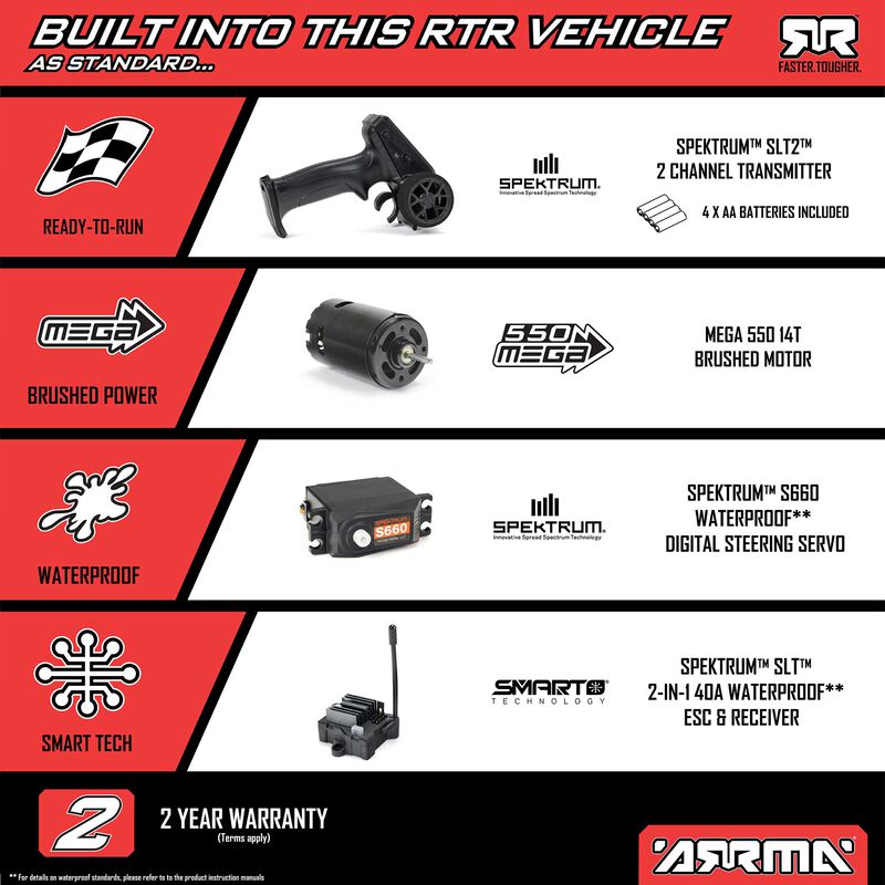 ARRMA 1/10 FURY 2WD RTR Brushed Short Course Truck (Battery & Charger Included) - Red