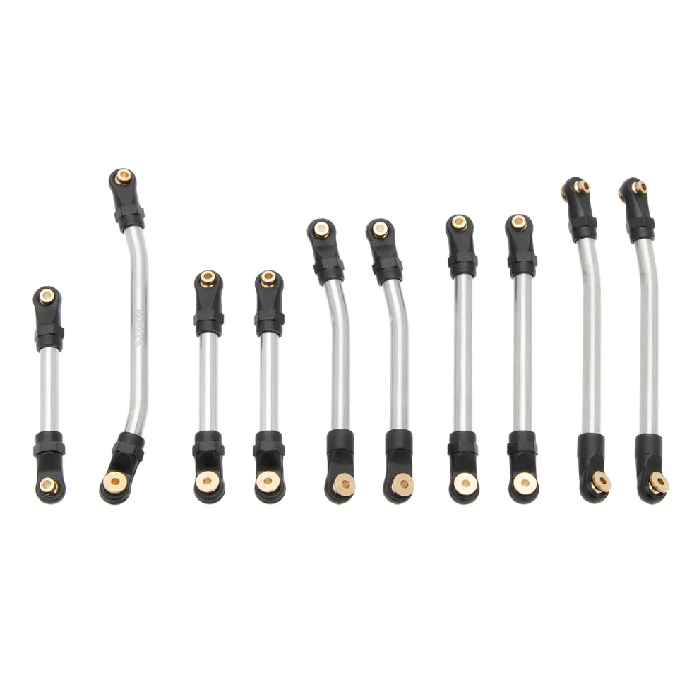 MEUS Racing Metal High Clearance Chassis & Steering Links for 1/24 SCX24 C10 Bronco Wrangler
