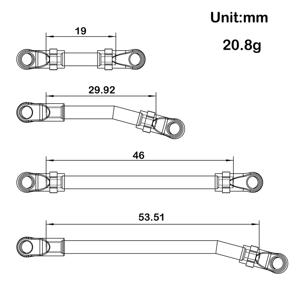 MEUS Racing Metal High Clearance Chassis Links for 1/24 SCX24 Lexus GX 470