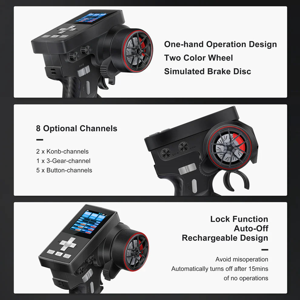 MEUS Racing ME-8B RC Transmitter 8CH 2.4GHz & Receiver for 1/8 TRX4 1/10 SCX10 1/18 TRX4M 1/24 SCX24 RC Models
