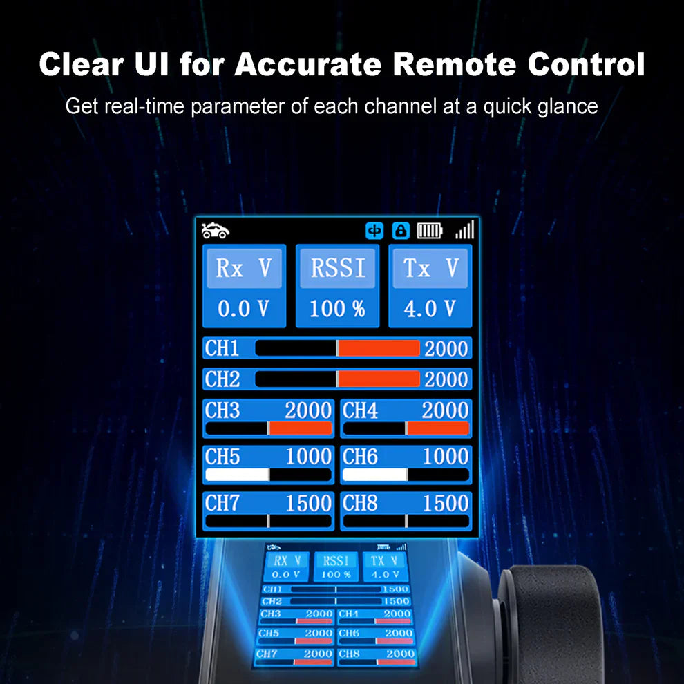 MEUS Racing ME-8B RC Transmitter 8CH 2.4GHz & Receiver for 1/8 TRX4 1/10 SCX10 1/18 TRX4M 1/24 SCX24 RC Models