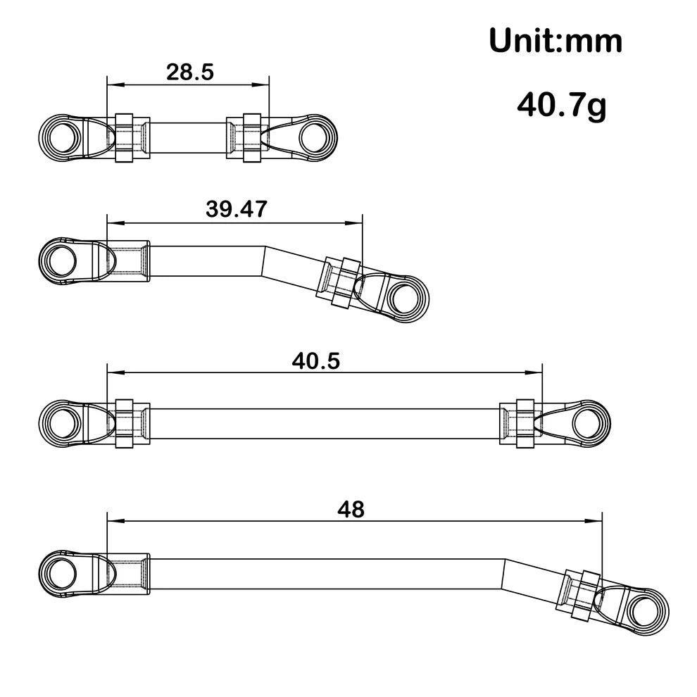 MEUS Racing Metal High Clearance Chassis & Steering Links for 1/24 SCX24 C10 Bronco Wrangler
