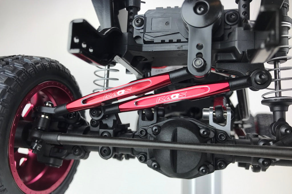 CKD0371 KAOS Panhard Bar & Sterring Tide Rod (57mm, CNC Aluminum, RED) DL-Series 3pcs - HeliDirect