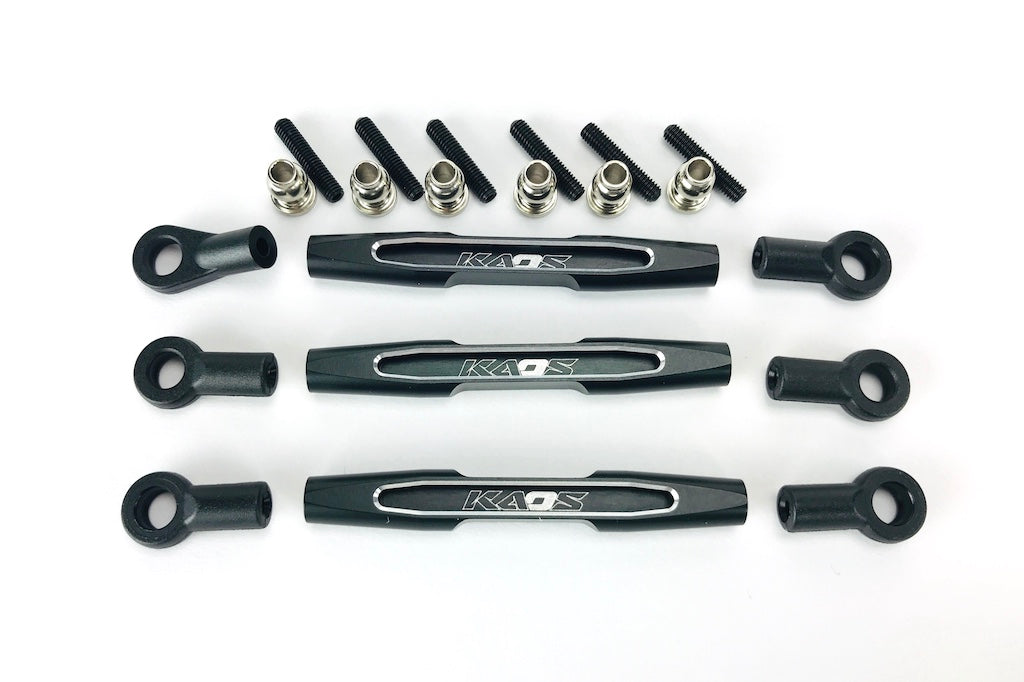 CKD0375 KAOS Panhard Bar & Sterring Tide Rod (57mm, CNC Aluminum, BLACK) DL-Series 3pcs - HeliDirect