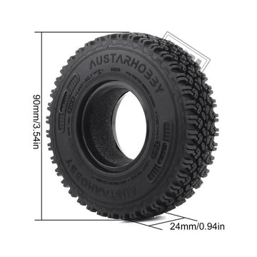 INJORA 1.55" 90*24mm Soft Rubber Terrain Wheel Tires for 1/10 RC Crawler - HeliDirect