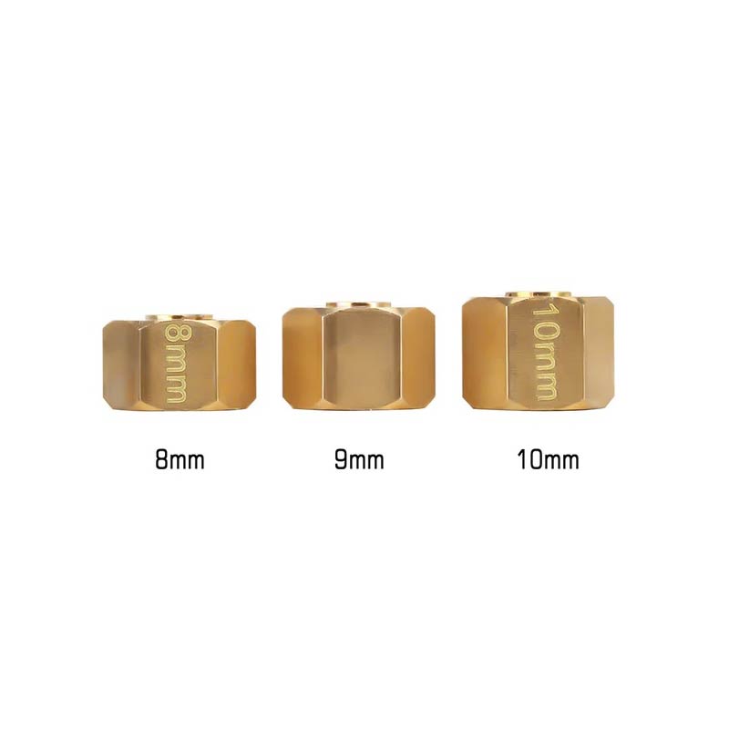 INJORA 12mm 4pcs Brass 9mm Wheel Hex Hub Extenders For 1/10 RC Crawlers 1/18 UTB18 - HeliDirect