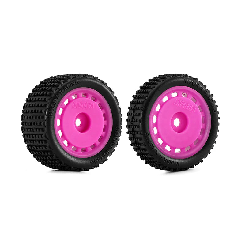 INJORA Pre-mounted Pin Buggy Tires & Wheels for 1/24 Losi Micro-B