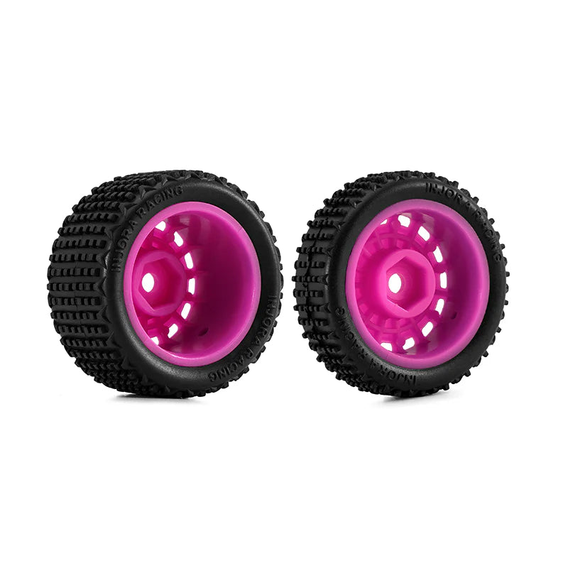 INJORA Pre-mounted Pin Buggy Tires & Wheels for 1/24 Losi Micro-B