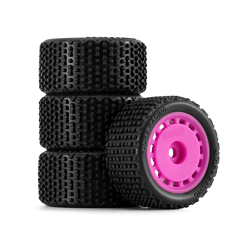 INJORA Pre-mounted Pin Buggy Tires & Wheels for 1/28 Losi Micro-T
