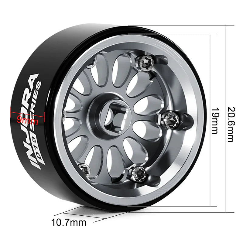 INJORA 0.7" D19 Ripple Aluminum Wheels for 1/30 SCX30