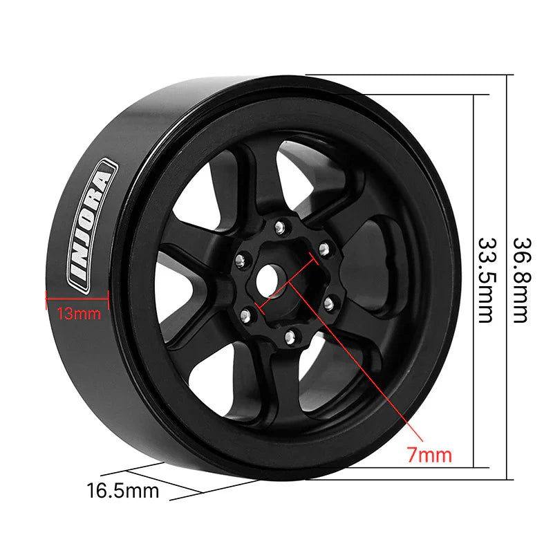 INJORA 1.3" Aluminum Beadlock Wheels offset -4.05mm for 1/24 1/18 RC Crawlers