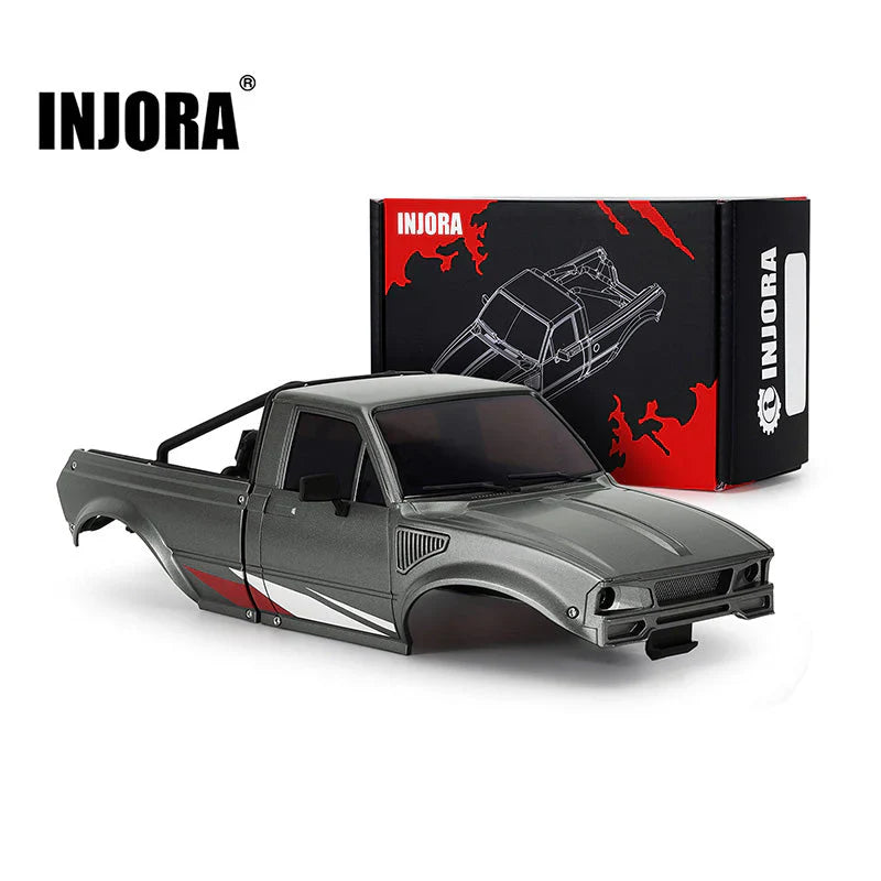 INJORA IR60 Pickup Hard Body with Bed Rack for 1/18 TRX4M Defender Bronco - GREY