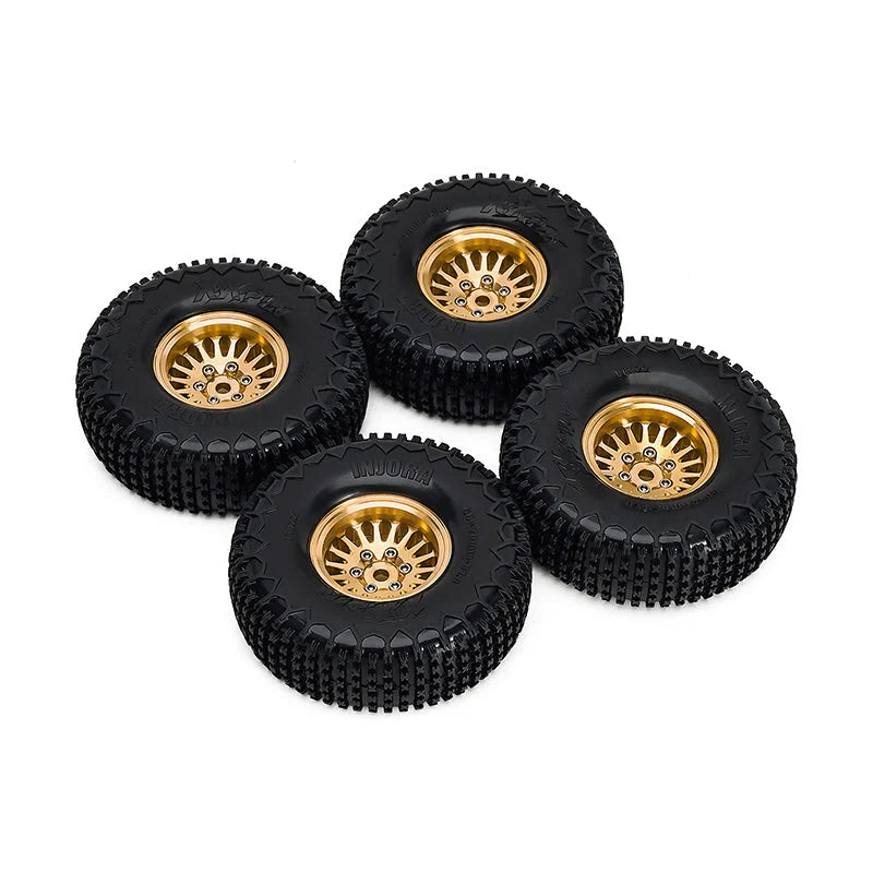 INJORA 1.0 XHX Pin Tires with 1.0 Plus Brass Beadlock Wheels Combo for 1/18 1/24 RC Crawlers
