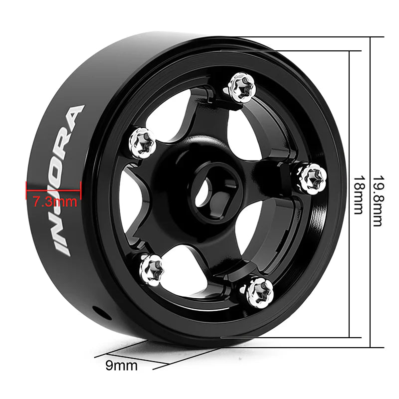INJORA 0.7" 5-Spoke Aluminum Wheels for 1/30 SCX30