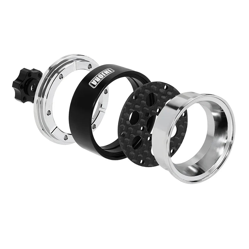 INJORA 1.3" ModuWheel Silver Beadlock Wheels Negative Offset For 1/18 1/24 RC Crawlers - 6 HOLE SILVER WHEELS