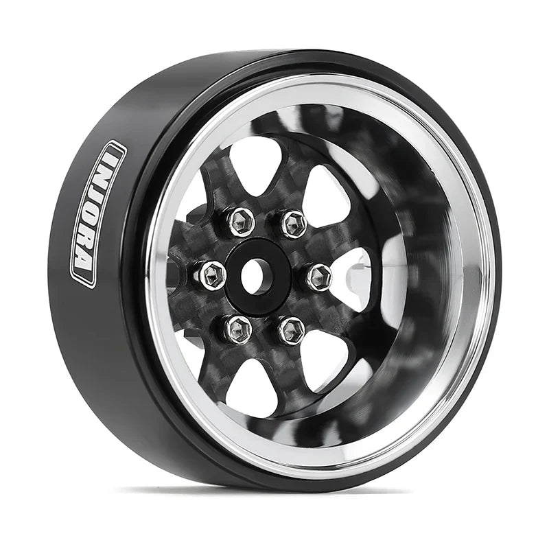 INJORA 1.3" ModuWheel Silver Beadlock Wheels Negative Offset For 1/18 1/24 RC Crawlers - 8 SPOKE SILVER WHEELS