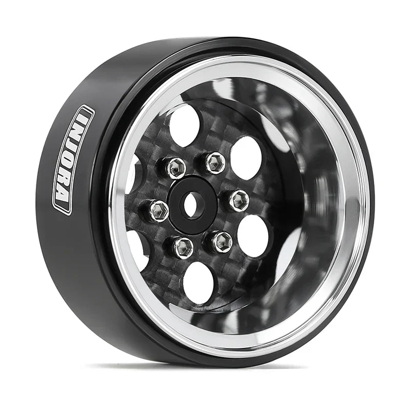 INJORA 1.3" ModuWheel Silver Beadlock Wheels Negative Offset For 1/18 1/24 RC Crawlers - 6 HOLE SILVER WHEELS