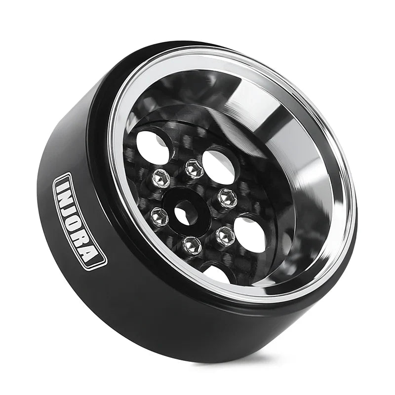INJORA 1.3" ModuWheel Silver Beadlock Wheels Negative Offset For 1/18 1/24 RC Crawlers - 6 HOLE SILVER WHEELS