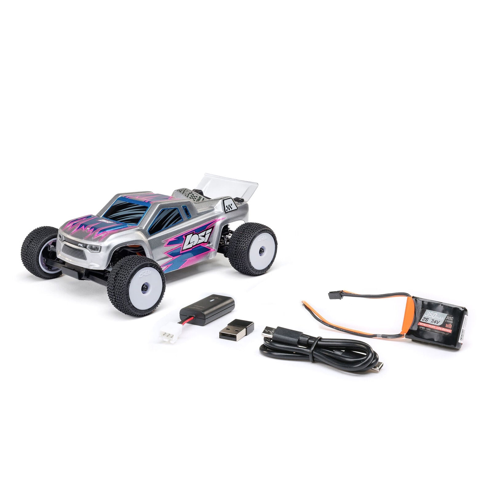 Losi 1/28 Micro-T 2S 2WD RTR Stadium Truck (Battery & Charger Included) - Silver