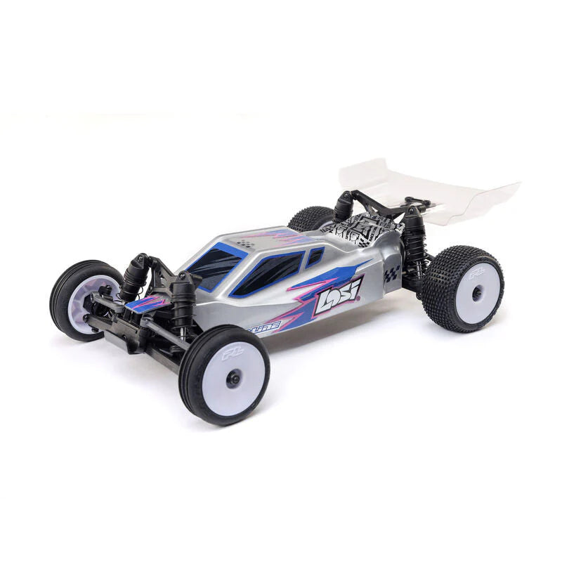 Losi 1/24 Micro-B 2WD Buggy RTR (Silver) With Nexx Racing Adjustable Turnbuckle Set, Caster Blocks, Spindles Micro-B & Rear Hub - Big Savings $22.53 Off