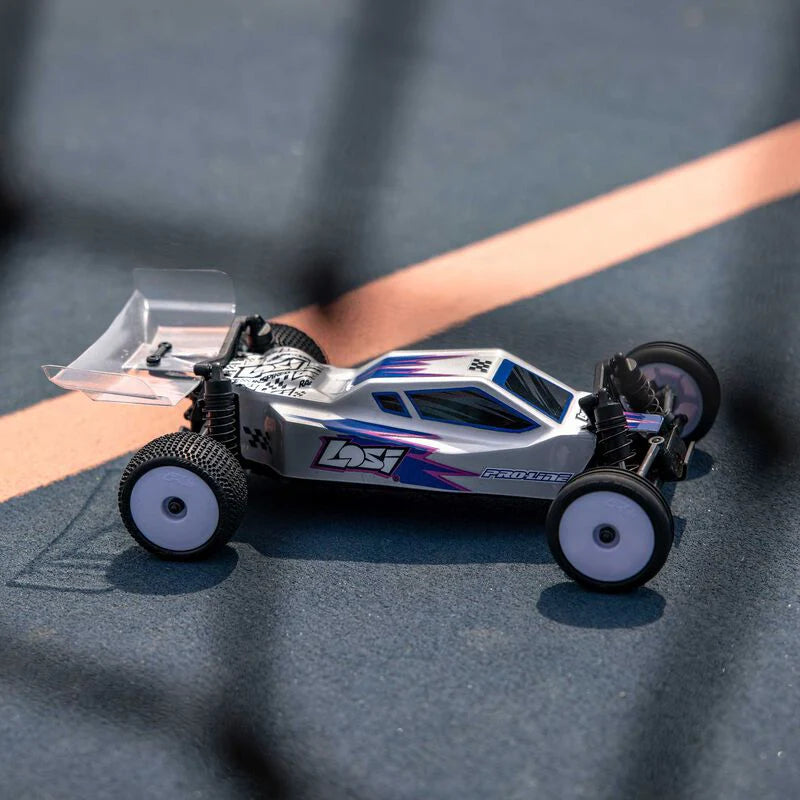 Losi 1/24 Micro-B 2WD Buggy RTR (Silver) With TORQ Coreless Titanium Gear 7g Micro Servo, aluminum servo horn & Servo Mount - Big Savings $18.64 Off