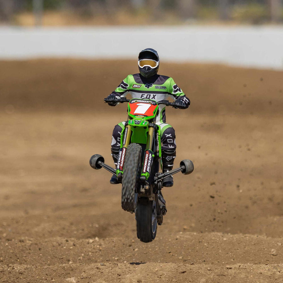 Losi 1/4 Promoto-MX Motorcycle RTR with Battery and Charger, Pro Circuit - GREEN - HeliDirect