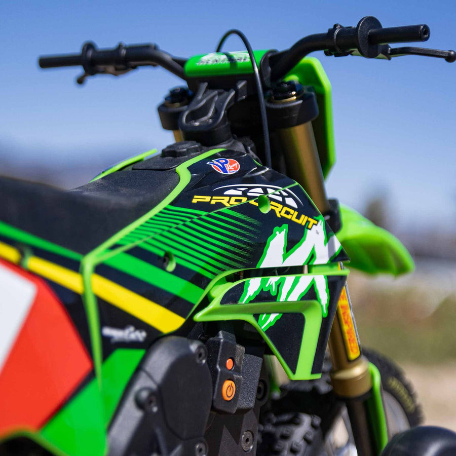 Losi 1/4 Promoto-MX Motorcycle RTR with Battery and Charger, Pro Circuit - GREEN - HeliDirect