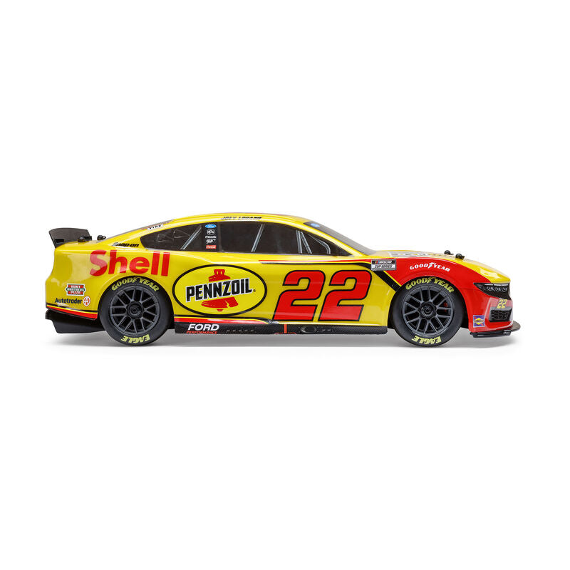 Losi 1/12 NASCAR RC Racecar Joey Logano No. 22 Shell 2025 Ford Mustang 2S AWD RTR Brushed On-Road (Battery & Charger Included)