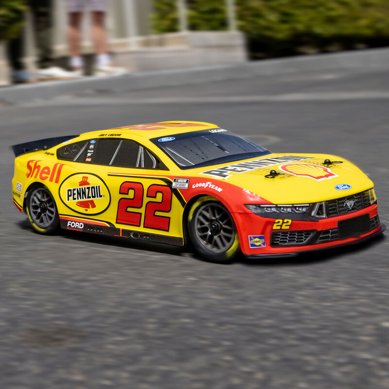 Losi 1/12 NASCAR RC Racecar Joey Logano No. 22 Shell 2025 Ford Mustang 2S AWD RTR Brushed On-Road (Battery & Charger Included)