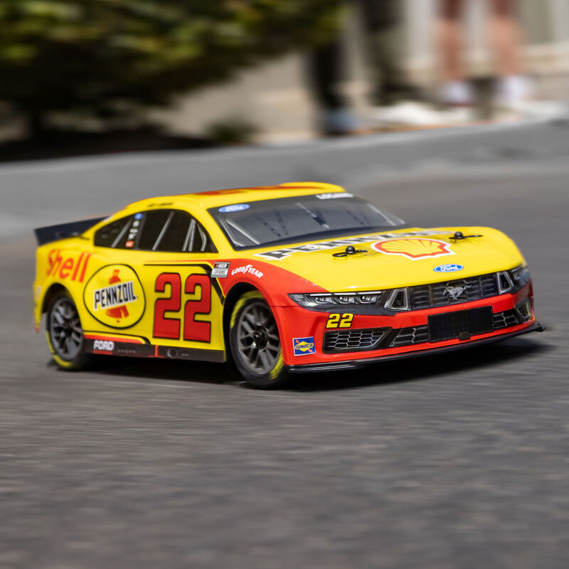 Losi 1/12 NASCAR RC Racecar Joey Logano No. 22 Shell 2025 Ford Mustang 2S AWD RTR Brushed On-Road (Battery & Charger Included)