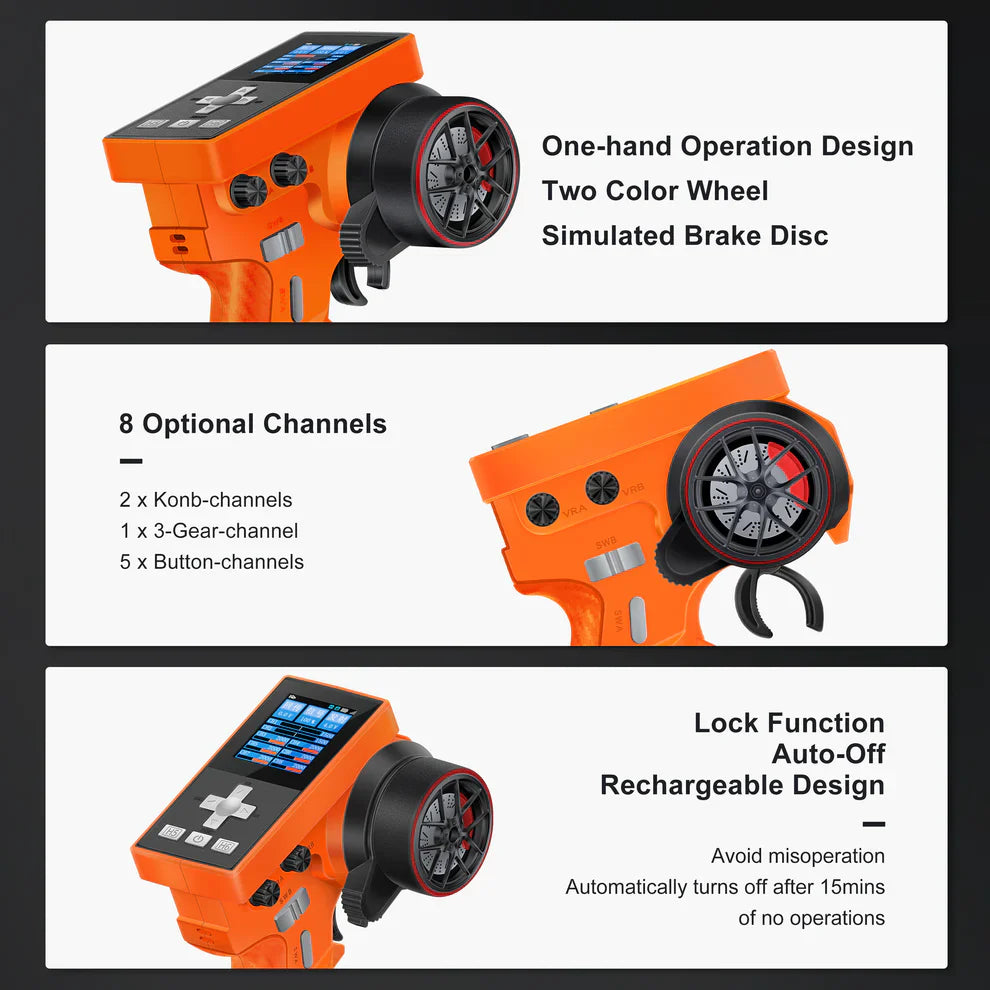 MEUS Racing ME-8B RC Transmitter 8CH 2.4GHz & Receiver for 1/8 TRX4 1/10 SCX10 1/18 TRX4M 1/24 SCX24 RC Models