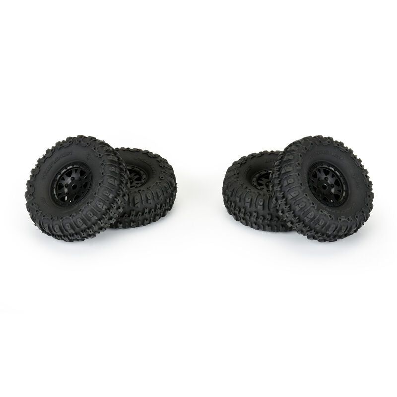 Pro-Line 1/24 Trencher F/R 1.0" Tires Mounted 7mm Black Impulse (4): SCX24 - HeliDirect