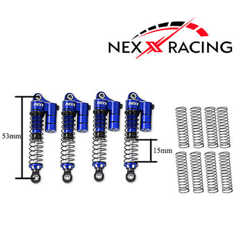 Nexx Racing 53mm Reservoir shocks (4pcs) for Redcat MT-18 - Blue