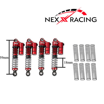 Nexx Racing 59mm Long Reservoir shocks (4pcs) for Redcat MT-18 - Red