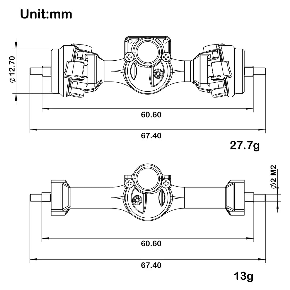 MEUS Racing SCX30 Straight Axles with Universal CVD Shafts for Axial 1/30 SCX30