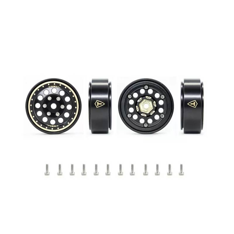 Treal 1.0" Brass Beadlock Crawler Wheels Rims (4pcs) For Axial SCX24 Bronco Gladiator C10 Deadbolt -Type A - HeliDirect