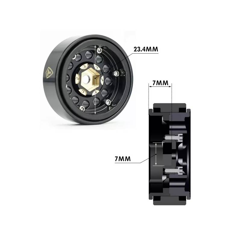 Treal 1.0" Brass Beadlock Crawler Wheels Rims (4pcs) For Axial SCX24 Bronco Gladiator C10 Deadbolt -Type A - HeliDirect