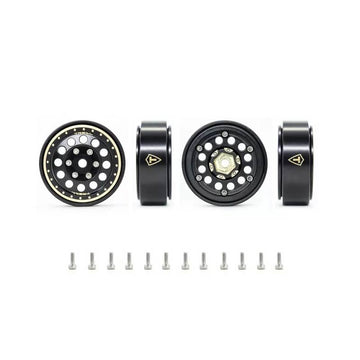 Treal 1.0" Brass Beadlock Crawler Wheels Rims (4pcs) For Axial SCX24 Bronco Gladiator C10 Deadbolt -Type A - HeliDirect