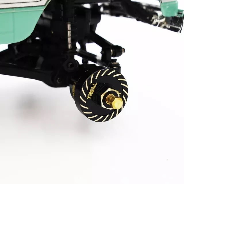 Treal Axial SCX24 Brass Extended Wheel Spacers +5mm Type B (4pcs) - HeliDirect