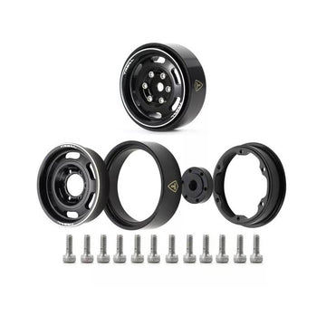 Treal 1.0'' Beadlock Wheels (4pcs) Vintage Wheels For 1/24 SCX24 Bronco Gladiator C10 Deadbolt - Type E (Black) - HeliDirect