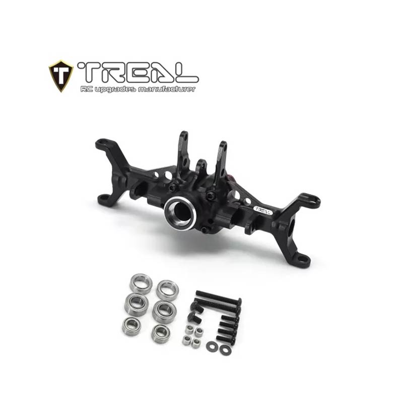 Treal Alu 7075 Front Axle Housing - Caster Blocks (C-Hubs) For Traxxas 1/18 TRX-4M Defender Bronco (Black) - HeliDirect