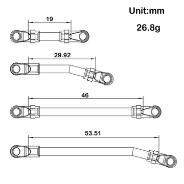 MEUS Racing Metal High Clearance Chassis Links for 1/24 SCX24 Lexus GX 470