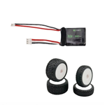 COMBO PULSE 350mah 2S 7.4V 30C LiPo Battery - PH2.0 Connector + HobbyPlus Premounted Front / Rear Tires (White) - Speck B