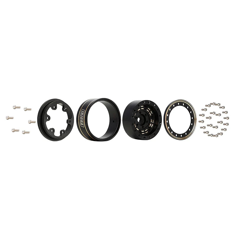 INJORA 1.0" Black Brass Beadlock Wheel Rims Deep Dish Negative Offset 3.15mm For 1/24 RC Crawlers (4) - HeliDirect