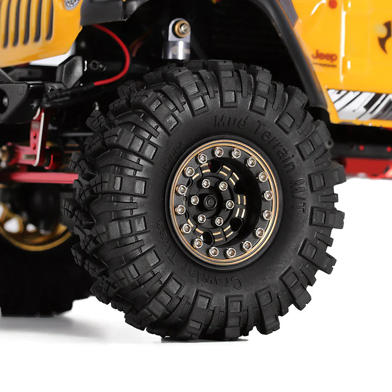 INJORA 1.0" Black Brass Beadlock Wheel Rims Deep Dish Negative Offset 3.15mm For 1/24 RC Crawlers (4) - HeliDirect